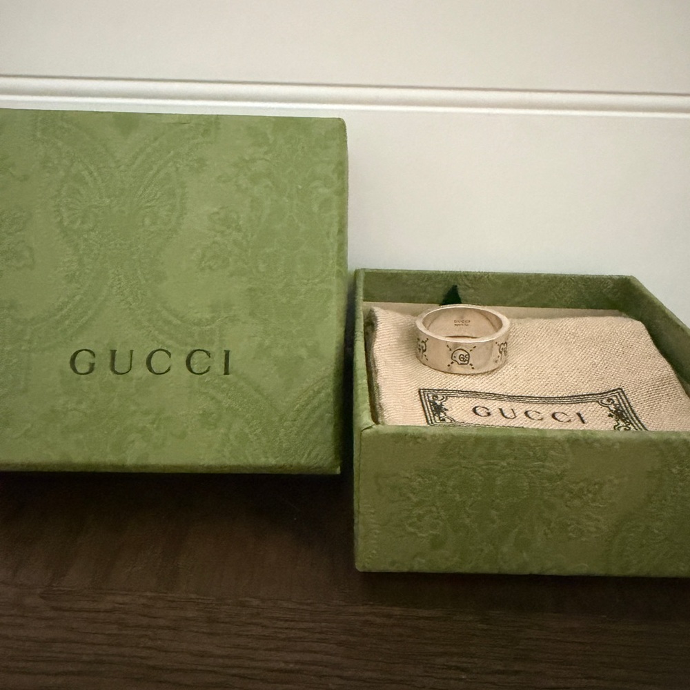 Gucci Ghost Sterling Silver Ghost/Skull Hamlet Wide Ring 10 3/4